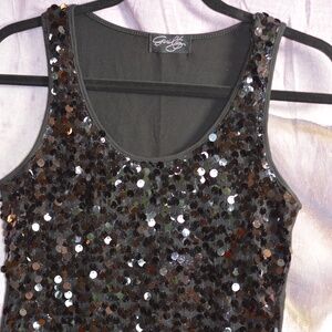 Black Sequinned Tank Top SZ M